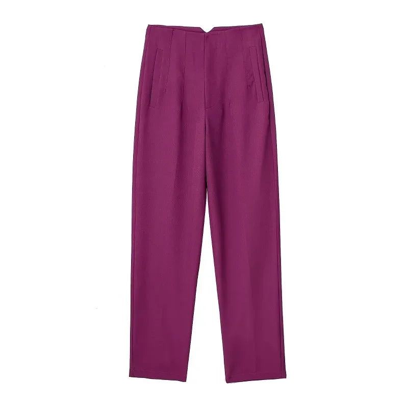 TRAF Mode Kantoorkleding Hoge taille broek voor dames Formele broek Kantooroutfits Kokerbroek Zwart Roze Witte damesbroek