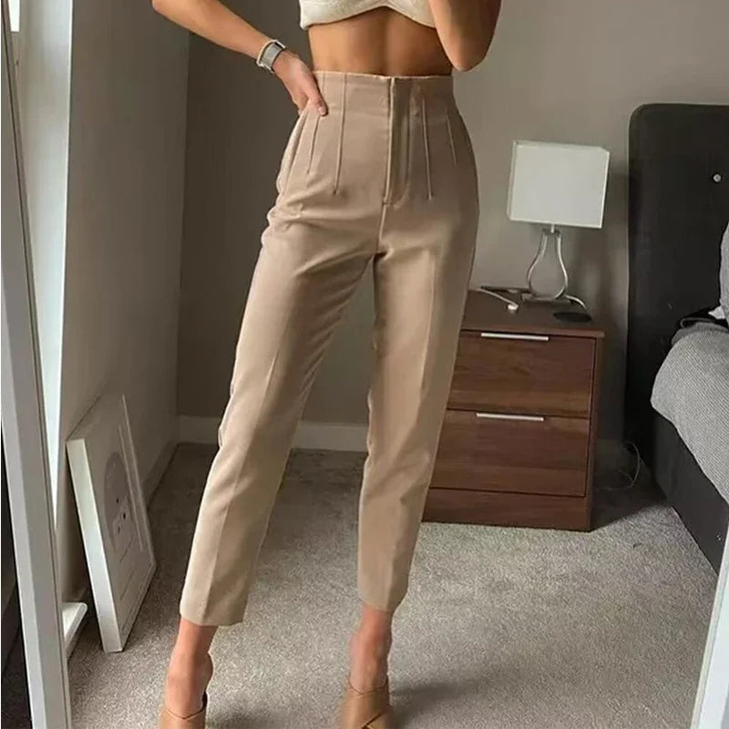TRAF Mode Kantoorkleding Hoge taille broek voor dames Formele broek Kantooroutfits Kokerbroek Zwart Roze Witte damesbroek