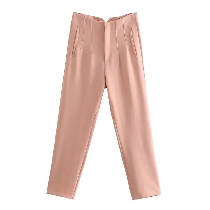 TRAF Mode Kantoorkleding Hoge taille broek voor dames Formele broek Kantooroutfits Kokerbroek Zwart Roze Witte damesbroek