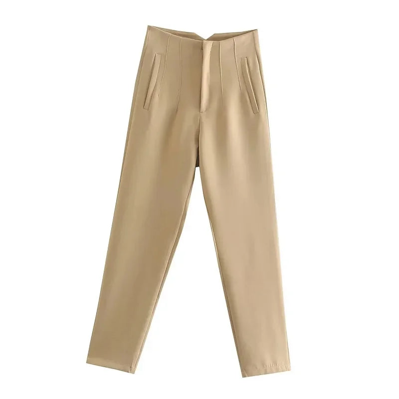 TRAF Mode Kantoorkleding Hoge taille broek voor dames Formele broek Kantooroutfits Kokerbroek Zwart Roze Witte damesbroek