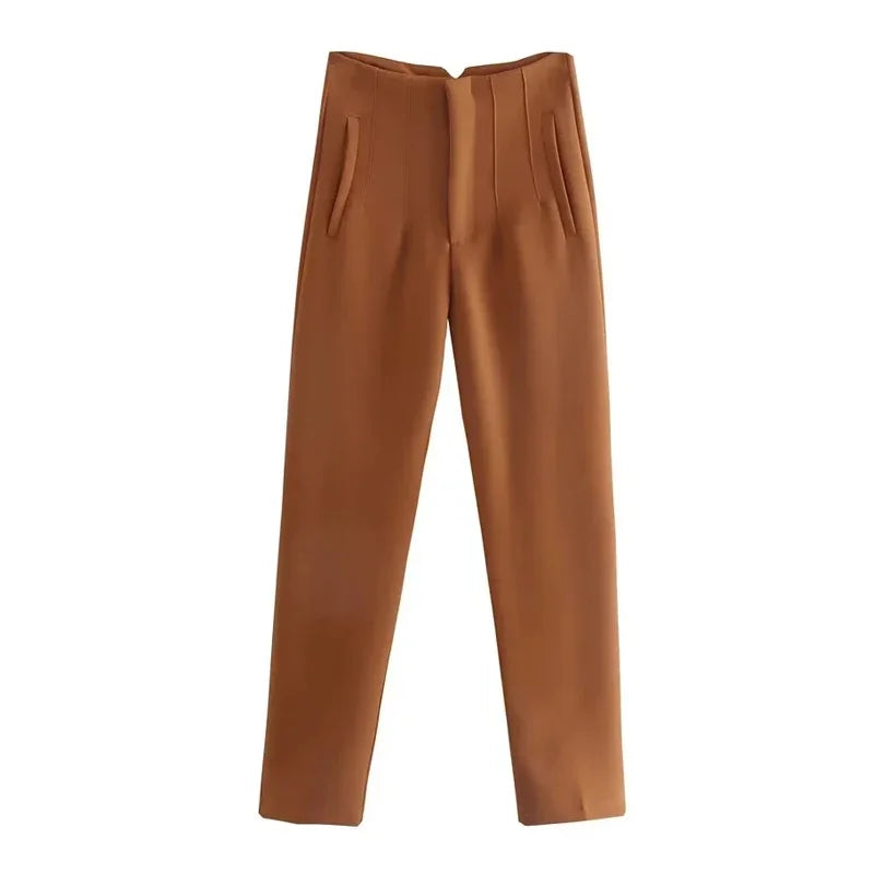TRAF Mode Kantoorkleding Hoge taille broek voor dames Formele broek Kantooroutfits Kokerbroek Zwart Roze Witte damesbroek