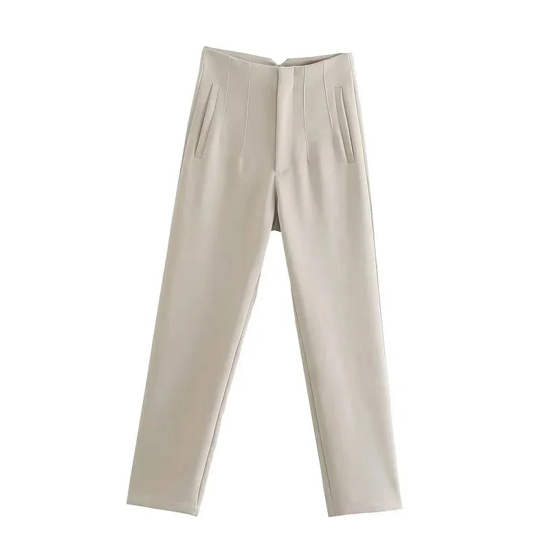 TRAF Mode Kantoorkleding Hoge taille broek voor dames Formele broek Kantooroutfits Kokerbroek Zwart Roze Witte damesbroek