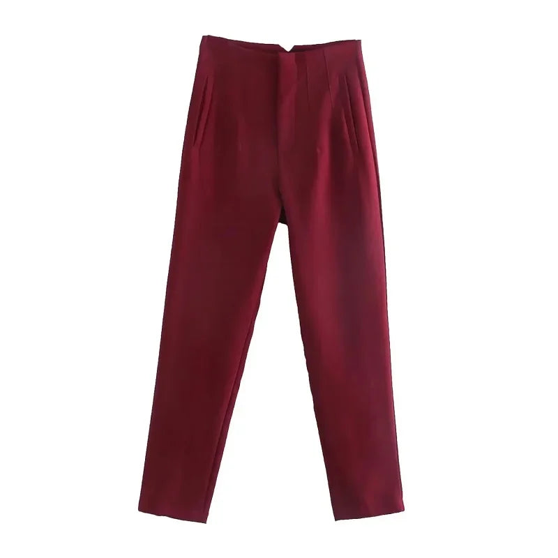 TRAF Mode Kantoorkleding Hoge taille broek voor dames Formele broek Kantooroutfits Kokerbroek Zwart Roze Witte damesbroek
